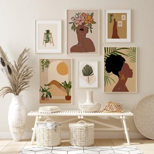 Bohemia Africa Girl Tropical Leaf Plant Lover Wall Art Canvas Painting Nordic Posters And Prints Wall Pictures For Living Room