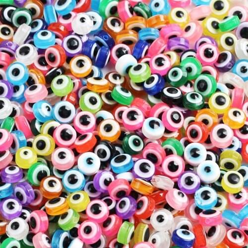 Mixed Color Oval Shape Spacer Beads Evil Eye Beads Stripe Resin Beads for Jewelry Making DIY Charms Bracelet Necklace 6/8/10mm