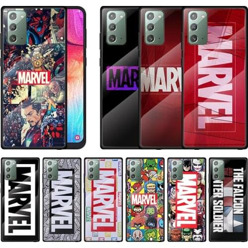 Marvel Avengers Logo For Samsung Note 20 10 9 8 Ultra Lite Plus A70 A50 A40 A30 A20 A10 Tempered Glass Phone Case