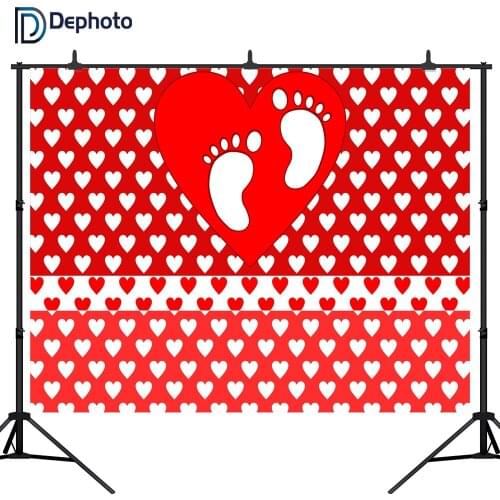 DePhoto backdrop for photographic studio red love baby shower girl Footprint background original design photocall