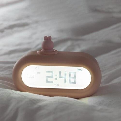 Kids Smart Alarm Clock Rechargeable Digital Table Clock With Backlight Desk Electronic Clock Student Wake Up LED Night Light