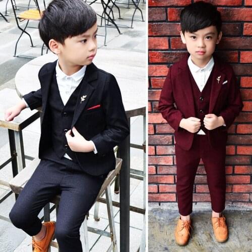 Children Suit Baby Boys Suits Kids Boy Blazer Boys Formal Suit For Weddings Boys Clothes Set Jackets + Pants 3pcs 4-12Y