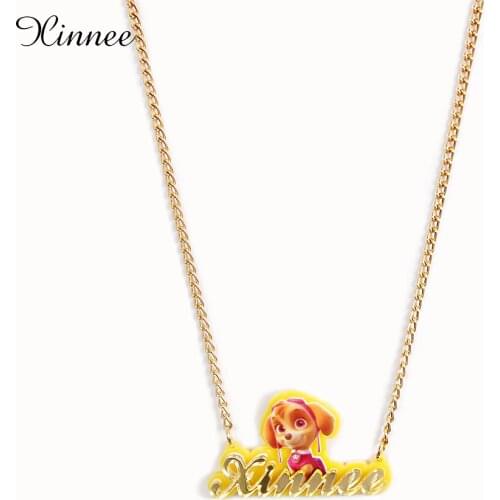 Custom Cartoon Name Dog unicorn Character Pet Pendant Necklace for Kids Children Jewelry