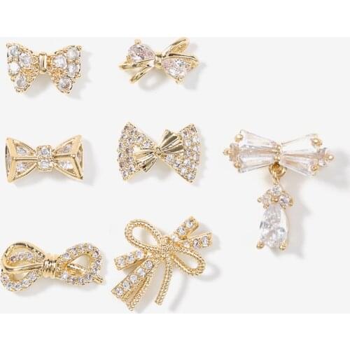 HNUIX 2Piec Water Drop Zircon Dangle Chain Charms Jewelry Decorations Bowkno 7 Type Luxury Crystal Rhinestones For Nails