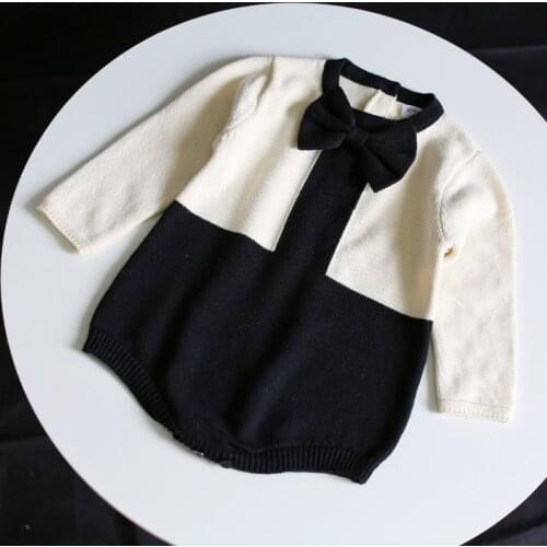 Baby Girls Rompers Winter Warm Knitted Clothes Princess Newborn Jumpsuits Infant Long Sleeve Outfits with Bow Children Sweaters