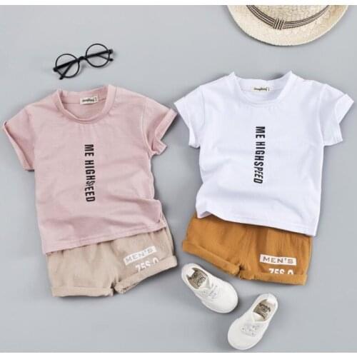Baby Boy summer Cotton clothing set boys clothes children suit T-shirt+shorts 2 pc sets toddler kid letter casual suit for 9M-4T