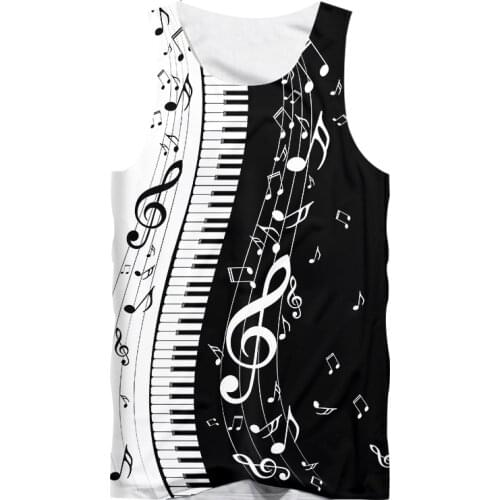 Summer Casual Funny 3D Print Men Tank Tops Women Piano Keys Summer Men Harajuku Fitness Music Notes Sleeveless Vest Streetwear