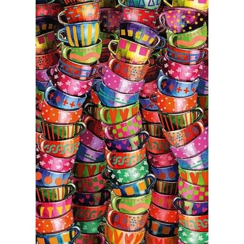 Colored cup Art Needlework 14CT Canvas Unprinted Handmade For Embroidery Aida Cross Stitch Kits Set DIY Home Decor