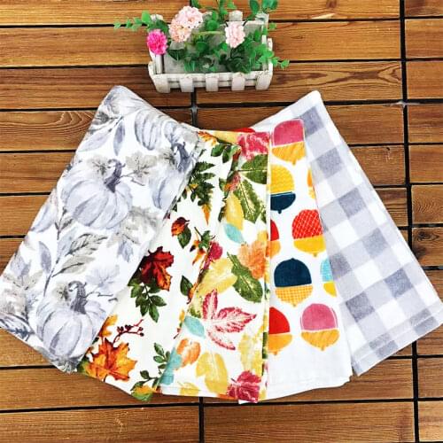 1piece 15 Colors Cotton Kitchen Towel Eco Printed Tea Napkin Soft Dish Towel 65x42cm 25.6"x16.5" In Small Stock