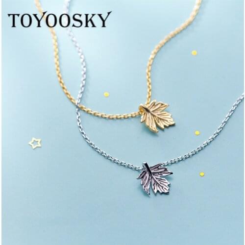 Leaf Pendant Necklace 925 Sterling Silver Gold Chain Female Personality Maple Leave Clavicle Women Charming Fine Jewelry
