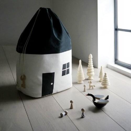 P15D Baby Toys Storage Canvas Bag Drawstring Laundry Organizer Clothing Pouch Basket for Children BlocksDiapers Container