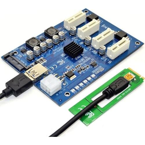 M.2 NGFF PCI-E PCI Express Extender Riser Card Adapter 4 PCI-E slot adapter PCIe Port Multiplier PCIE Express Card For Mining