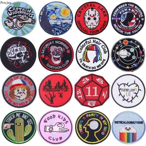 Prajna Cartoon Round Patch Iron On Patches On Clothes Embroidered Patches For Clothing Stripes On Jacket Clothes DIY Appliques