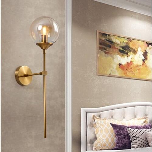 Glass Wall Lamp,Vintage Industrial Wall Round Nordic Lighting Fixture Bedside Living Kitchen Decoration Lights