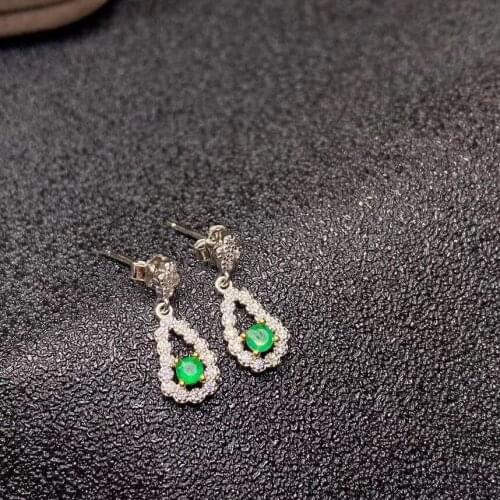Natural and Real Emerald Earring 925 Sterling Silver Fashion Earring For Women Birtday Jewelry Wholesale
