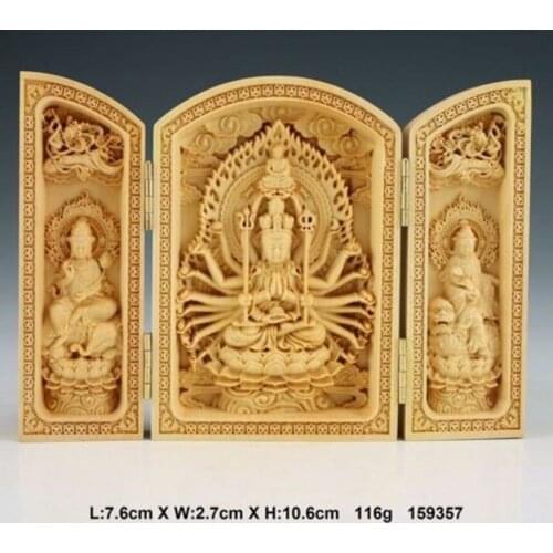 Oriental Vintage Boxwood Handwork Carved Buddha Statue NAA051 wooden crafts