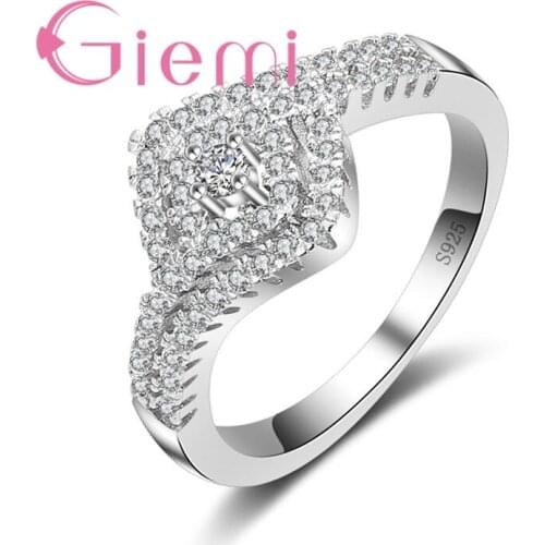 Geometry Crystal Ring for Women Anniversary Party Wedding Ceremony Accessories Cubic Zirconia
