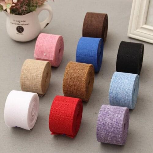 10Meters/Lot *5cm DIY Linen Ribbon Trim Rustic Wedding Decoration Christmas Gift Wraping Linen Lace Hair Bow Material
