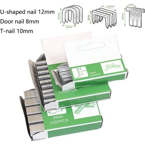 1000pcs U T Nail Door Nail Stapler Door Shaped Stapler for Wood Furniture Household Use