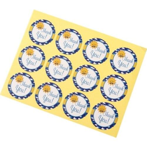 1200pcs Blue Wreath Round Thank You Stickers DIY Gift Cake Box Seal Stickers Decoration