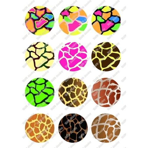 24pcs/lot Round 24 Style Leopard Print Pattern Glass Cabochon for DIY Bracelet Necklace Earrings Jewelry T075