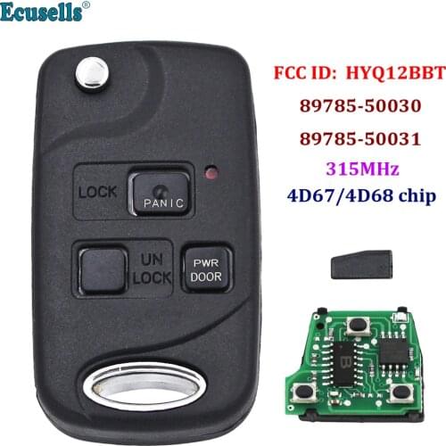 3 Button Flip Remote Key Fob 315MHz 4D67 4D68 Chip for Lexus EX330 RX330 RX400h RX350 FCC: HYQ12BBT 89785-50030, 89785-50031