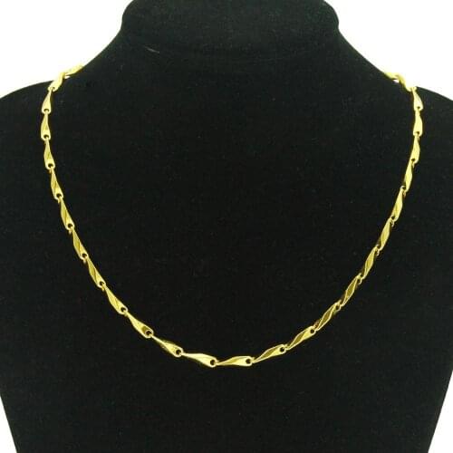 3mm Hip-hop Simple Gold Glossy Bamboo Section Clavicle Chain Necklace For men and women Jewelry