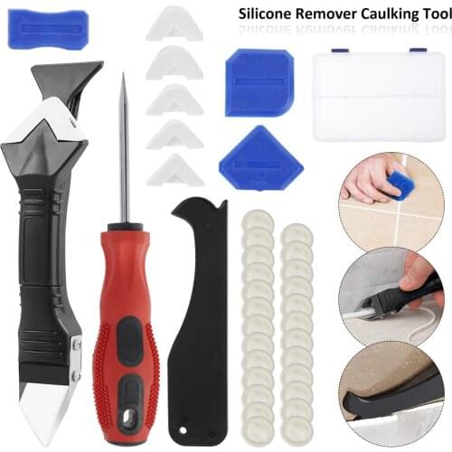 3 In 1 Silicone Remover Sealant Smooth Scraper Caulk Finisher Grout Kit Tools Floor Mould Removal Hand Tools Set Accessories