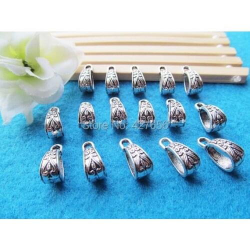 30pcs Filigree Antique Silver tone Bails Beads Connector Pendant Cham Finding,Fit Charm Bracelet Necklace,DIY Accessory