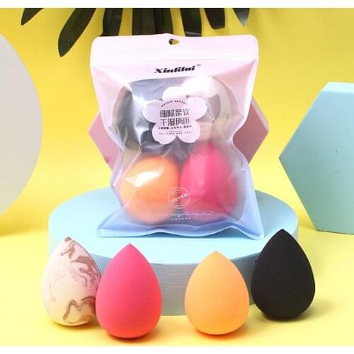 4Pcs Makeup Sponge Set Face Beauty Cosmetic Soft Elastic Powder Puff Foundation Cream Wet Dry Dual Use Make Up Blender Tools