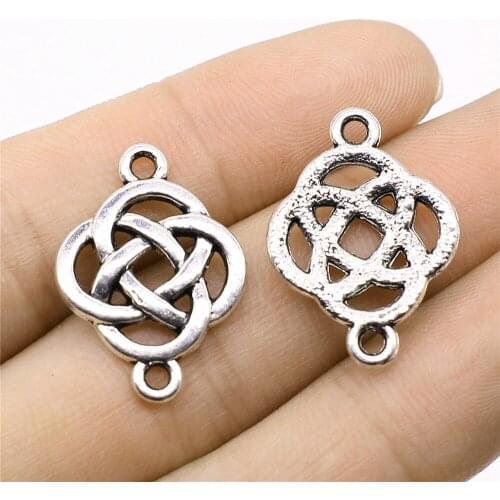 5pcs 18x25mm Charms Chinese Knot Connector Connector Antique Silver Color Tone Metal Jewelry Findings DIY Accessories