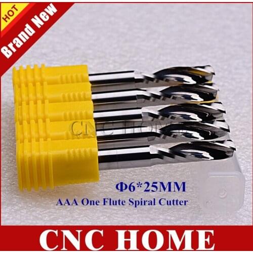 5pcs 6*25MM AAA Single Flute Solid Carbide End Mill for Wood, CNC Router Bit, Milling Cutter Cutting Bits 6mm shank
