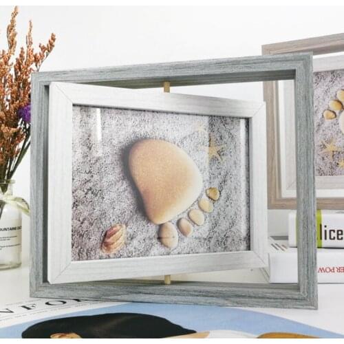 6 Inch 7 Inch Wood Double-sided Photo Frame Rotatable Family Childrens Photo Frame Memory Image Home Decoration