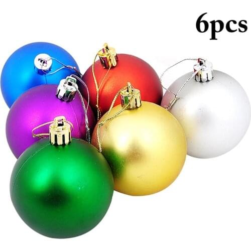 6Pcs/Set Mix Colors Christmas Balls Ornament Decor Plastic Hanging Ornament Xmas Tree Decor Accessories Party Supplies