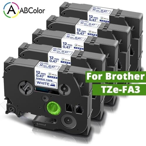 A ABColor 5PK Label Tape Compatible For FA3 Tape Fabric Iron-on Label Tape 12mm For Label Maker