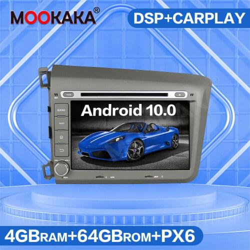 DSP Android 10.0 4GB+64GB Car Multimedia Player GPS Navigation For Honda Civic 2011-2015 Auto Radio Stereo Head Unit 4G SIM LTE