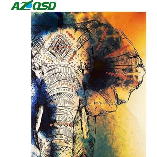 AZQSD Adult Painting By Number Canvas Kits Animal DIY Unframe Handmade Gift Coloring By Numbers Elephant Home Decoration