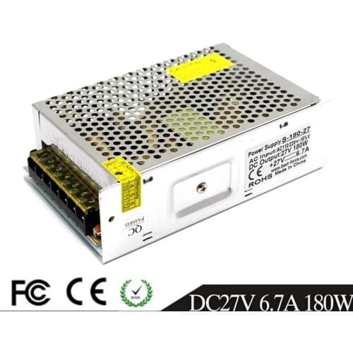 DC Power Supply 27V 6.7A 180w Led Driver Transformer 110V 220V AC To DC27V Power Adapter for Strip Lamp CNC CCTV Stepper Motors