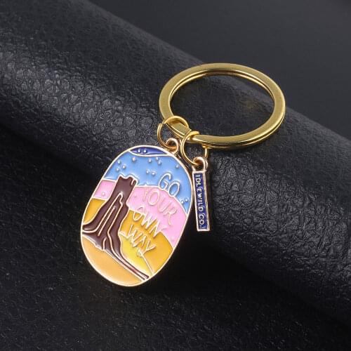 Go Your Own Way Keychain Sunset Desert Landscape Pendant Keychain for Women Men Jewelry Gift Dropshipping