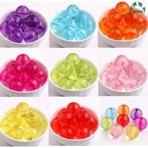 Beads for Jewelry Making Colorful Beads Transparent Beads Round Beads Acrylic Beads Loose Beads for Kids DIY Spacer Beads