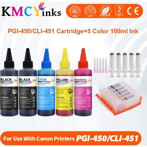 KMCYinks For CANON MX924 IX6840 MX 924 IX 6840 Ink cartridge PIxma printer 5 Color refillable ink cartridge PGI450 CLI451