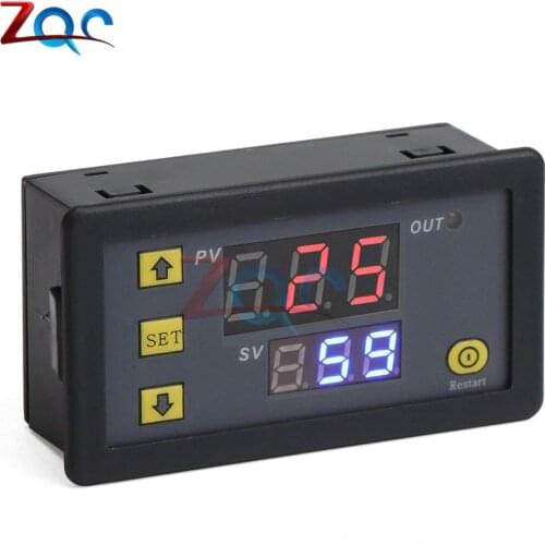DC 12V Digital Cycle Timer Delay Relay Board Module with Dual Time Red/Blue LED Display Timing Relay Switch for Vehicle Car