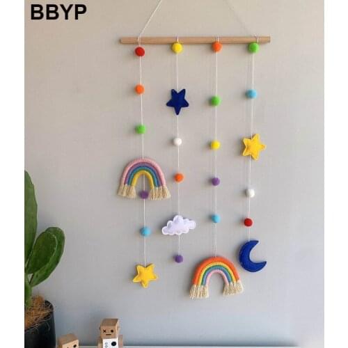 Rainbow Photo Display Holder with Pompom Girls Hair Bow Clips Storage Hanger Wall Hanging Toys Nursery Baby Girl Room Decor