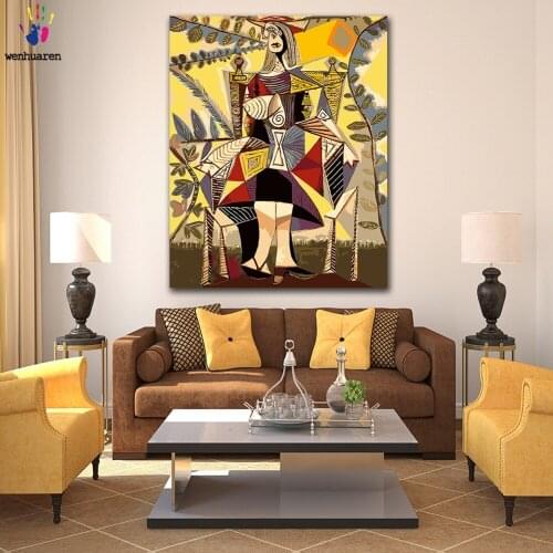 DIY colorings pictures by numbers with colors Picasso Femme assise au jardin picture drawing painting by numbers framed Home