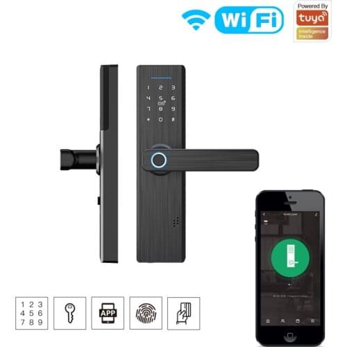 Tuya Wifi Multiple Smart Door Lock App Remote Unlocking USB Fingerprint Smart Card Password Key Locks Security Door Hardware