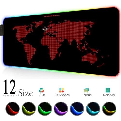 Gloway Mouse Pad World Map Carpet Mouse Xxl Led Mouse Mat Map Mousepad Rgb for Pc Mat Gaming Keybord Pad Gamer Gifts Mats