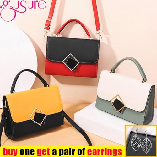 Gusure New Vintage Flap Lock Classic Women Bags Casual PU Leather Shoulder Bag Large Capacity Crossbody Bag Totes Ladies Handbag
