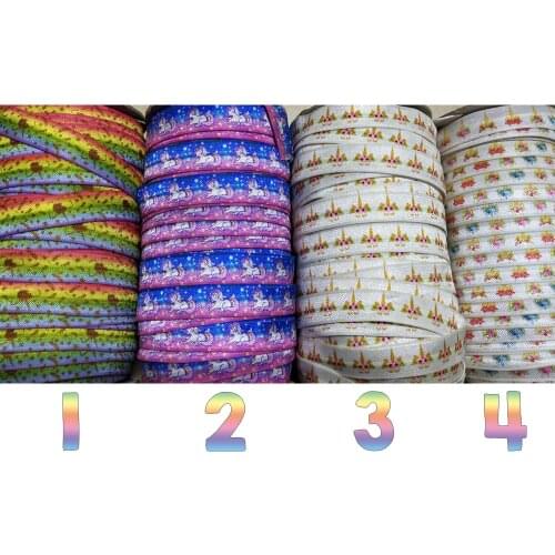 Stock Ribbon 5/8 inch 16mm Printed Elastic Fold Over Elastic 50 yards/roll
