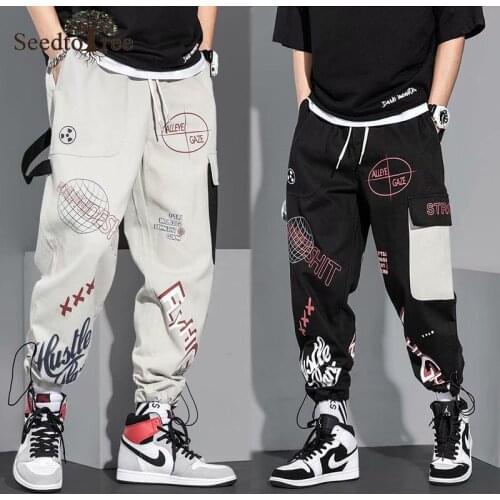 Workwear Pants Mens Trousers Loose Trend Sports Pants Printing Plus Size Casual Pants Cargo Pants