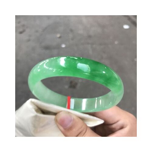 Natural Burmese Jade Light Green 54mm-62mm Two-tone Jade Bracelet Elegant Princess Bracelet Send Mom to Girlfriend